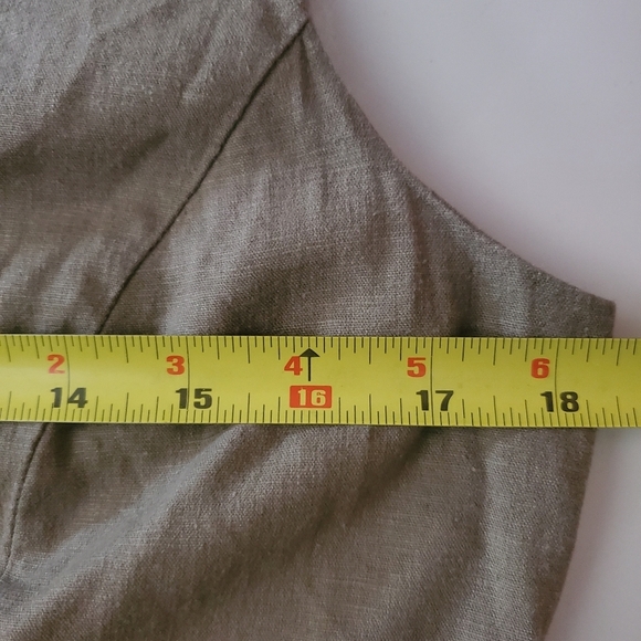 Tahari Linen Blend Jumpsuit Cropped Pants Tie Waist Tank Top Utility Minimalist - Picture 9 of 11